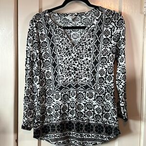 Ladies‎ Lucky 3/4 Sleeve Blouse Size M Split Neck LIghtweight Summer